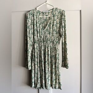 Mango Green and Cream Textured Mini Dress